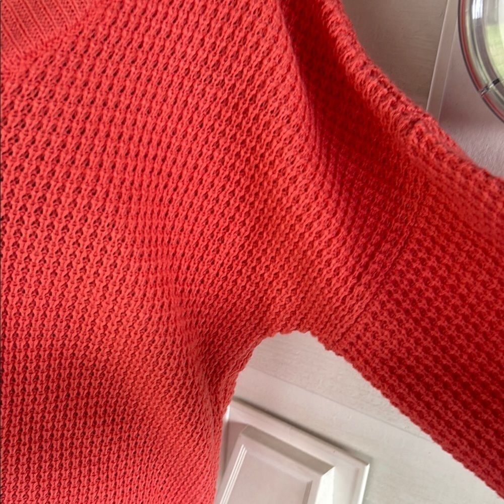 Zenana Pink V-Neck Sweater with Waffle Knit - Picture 3 of 7